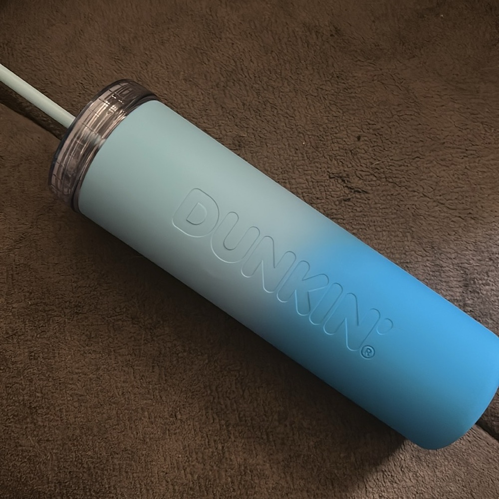 Dunkin Donuts Aqua Ocean Blue Tumbler Acrylic Coffee Cup